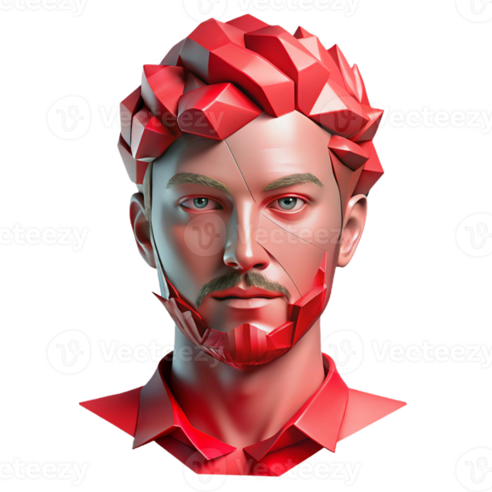 magnificent creative Fragmented Portrait with Red Overlay Transparent high resolution png