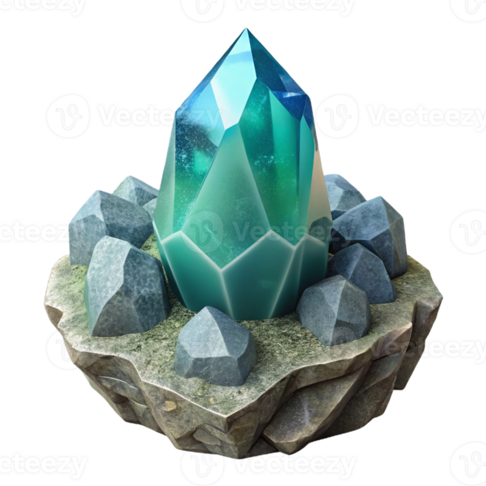 magnificent rustic Front View Translucent Crystal Emerging From Rock Isolated original png