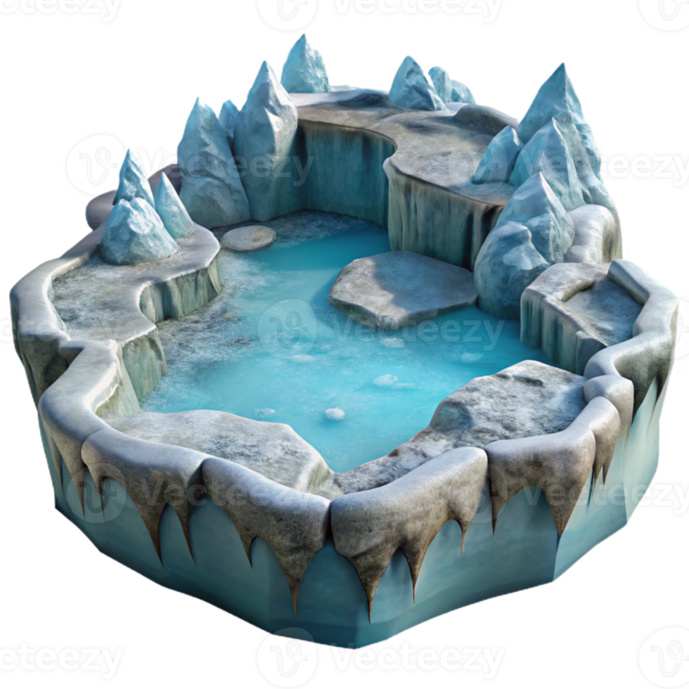 stunning contemporary Frozen Lake Ice Formation Side View Cutout original png