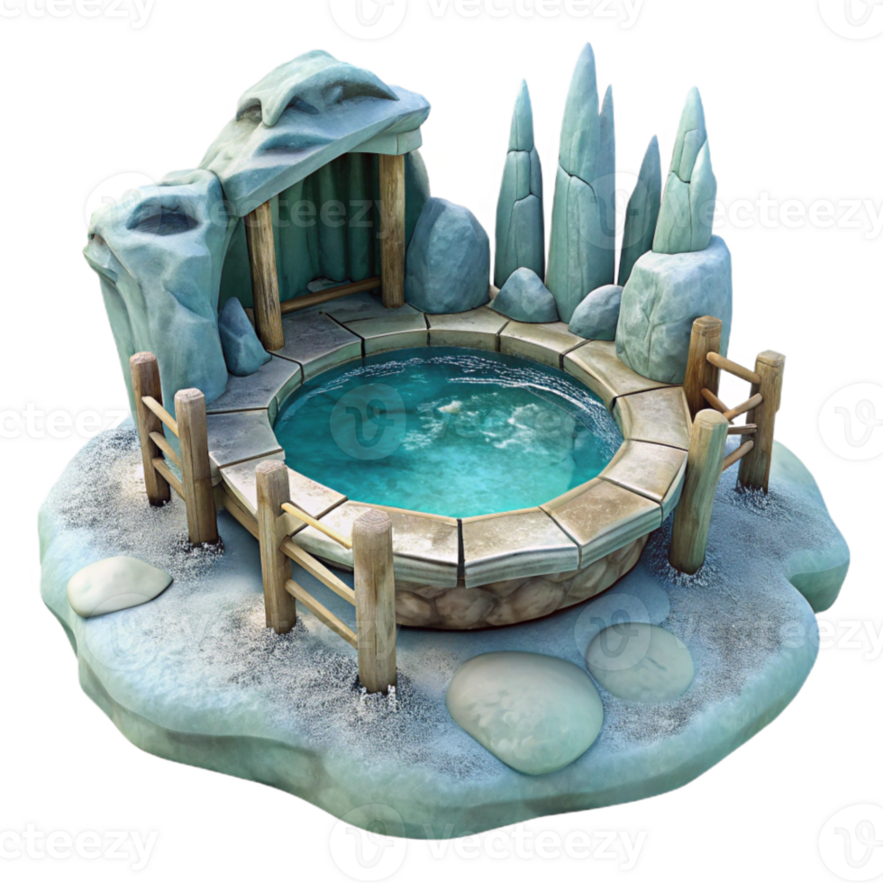 serene artistic Frozen Pond in Gelid Grotto Isolated premium png