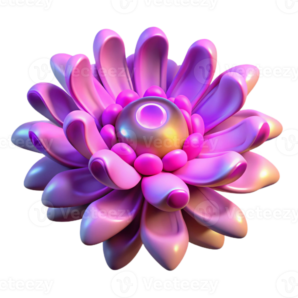 dramatic contemporary Futuristic Bioluminescent Anemone Cutout Isolated Pink and Purple genuine png