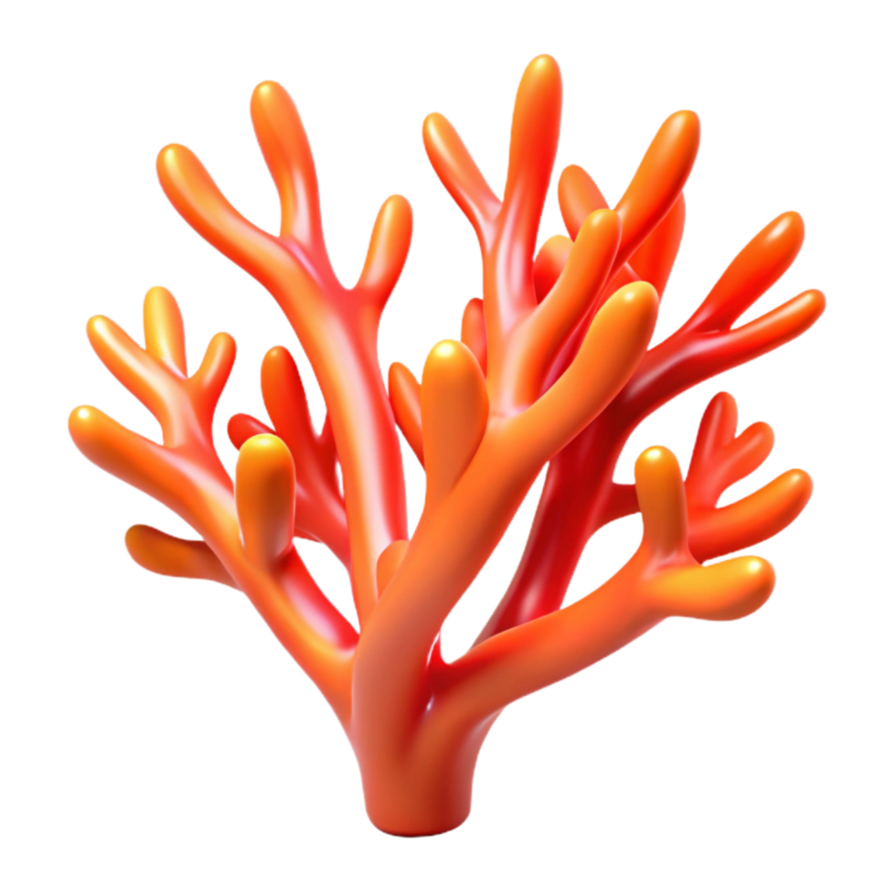 beautiful creative Futuristic Bioluminescent Coral Branch Cutout Isolated Orange and Red exclusive png