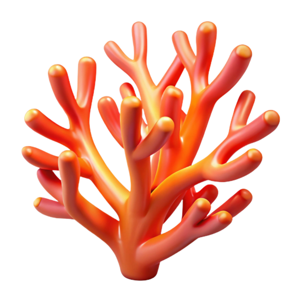 extraordinary creative Futuristic Bioluminescent Coral Branch Cutout Isolated Orange and Red png