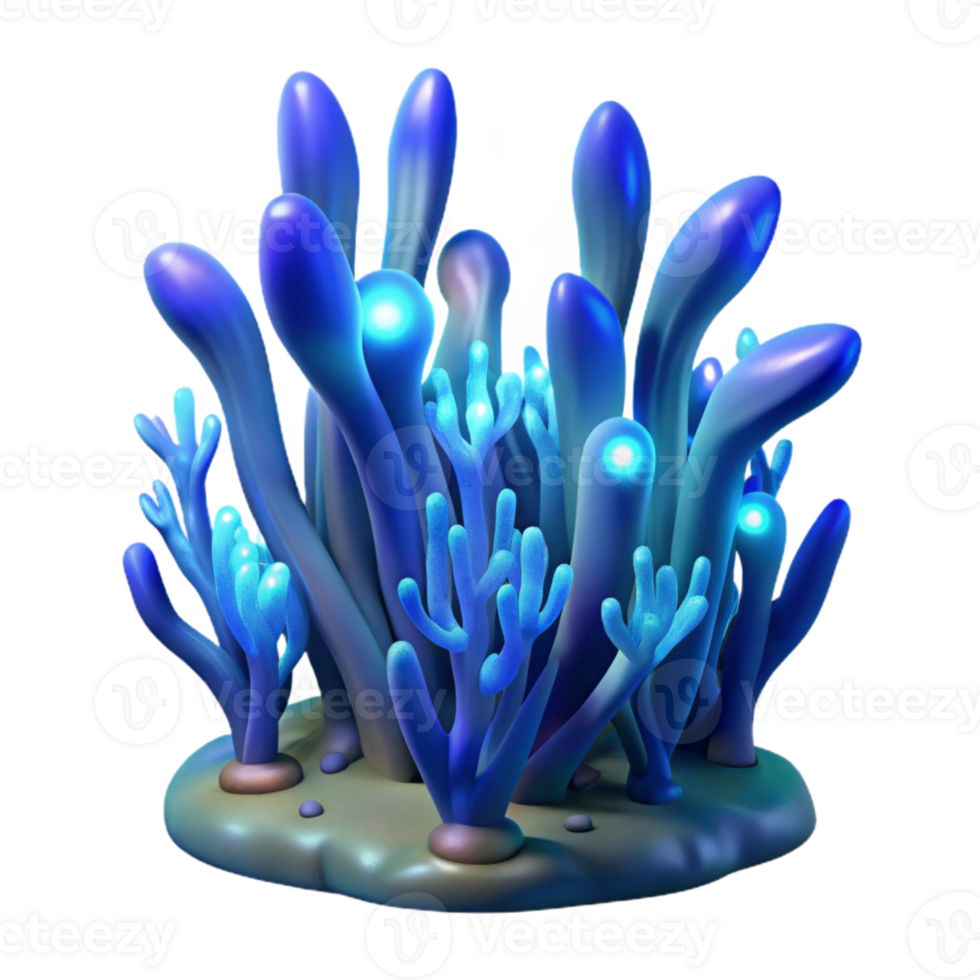 beautiful minimalist Futuristic Bioluminescent Kelp Forest Cutout Transparent Background genuine png