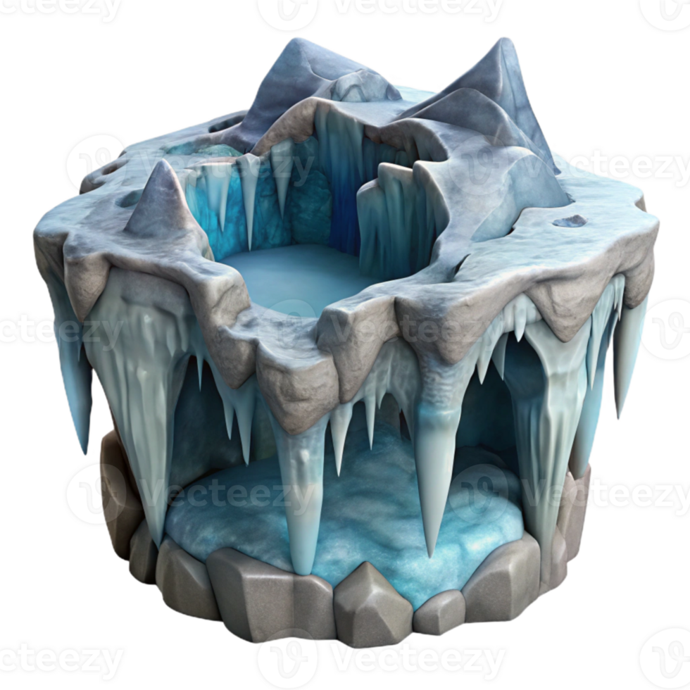 dramatic rustic Gelid Grotto Ice Formation Side View Isolated Element png