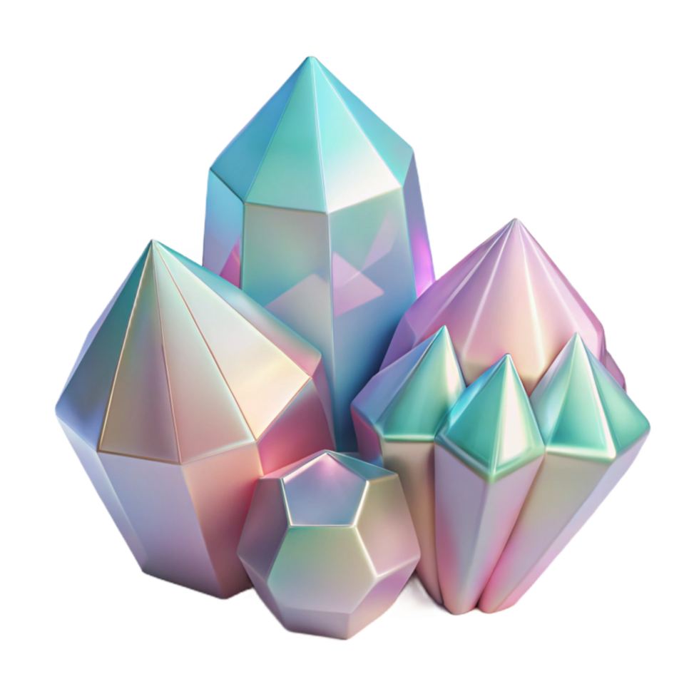 serene creative Geometric Crystal Shapes Isolated Soft Edges Pastel Hues professional png