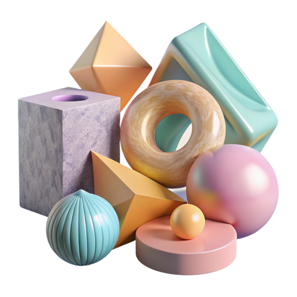 elegant abstract Geometric Virtual Shapes in Pastel Colors Cutout genuine png