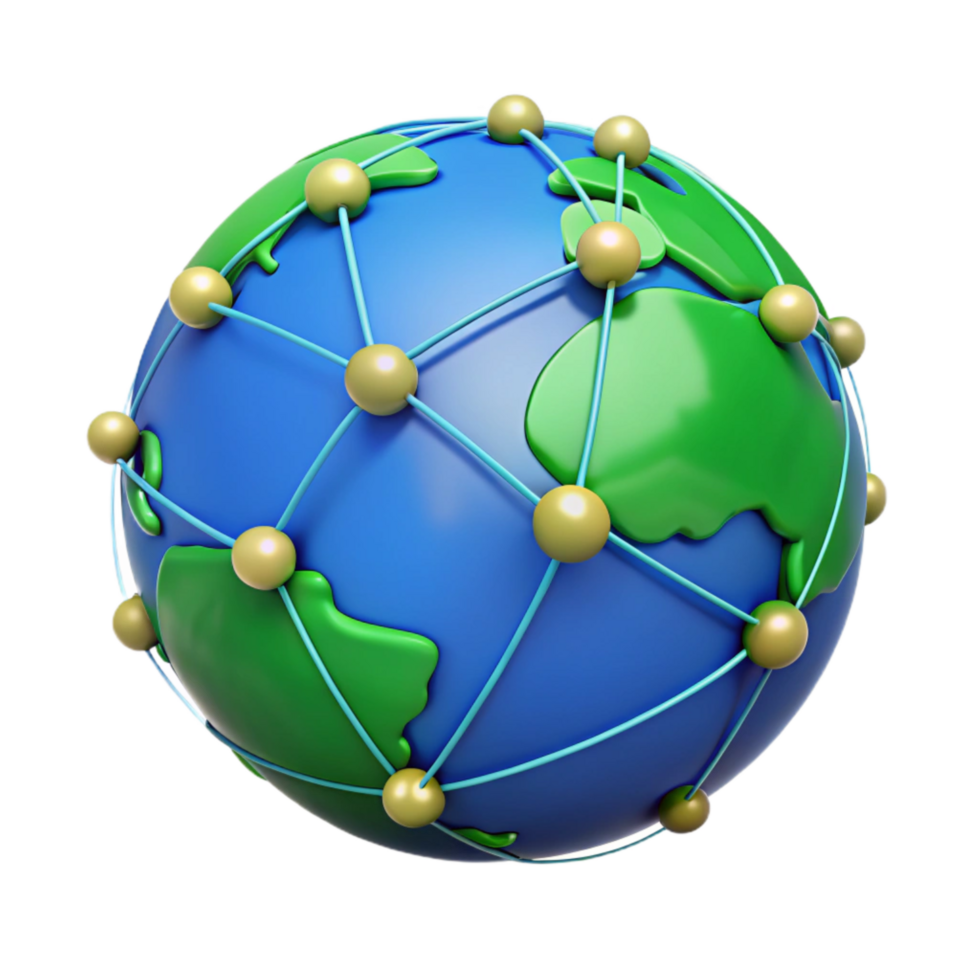 extraordinary creative Global Network Map Blue and Green Isolated premium png