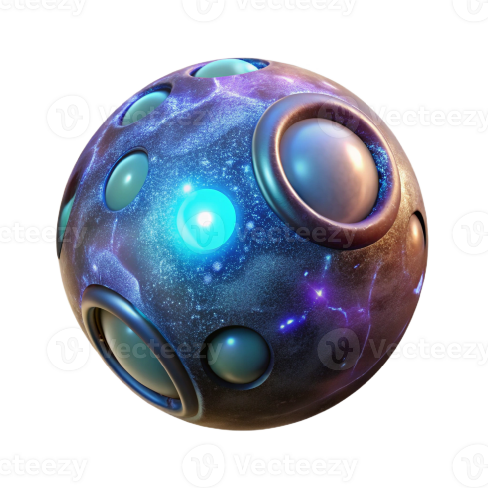 impressive minimalist Glowing Orb with Micro Universe Isolated png