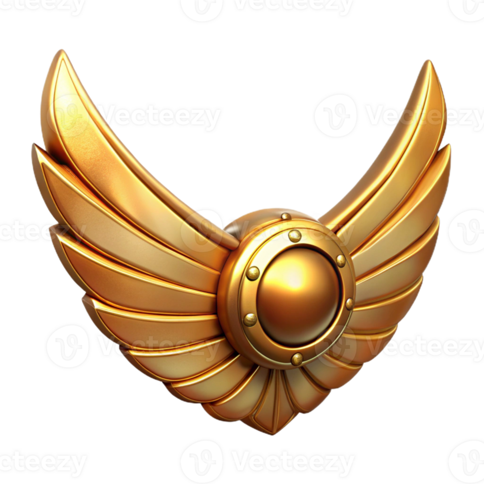 stunning contemporary Golden Steampunk Wings Front View Transparent Background high quality png