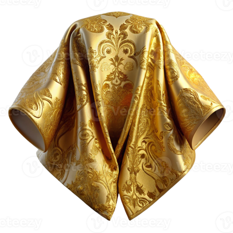impressive minimalist Gold Brocade Fabric Ornate Pattern Transparent Background original png