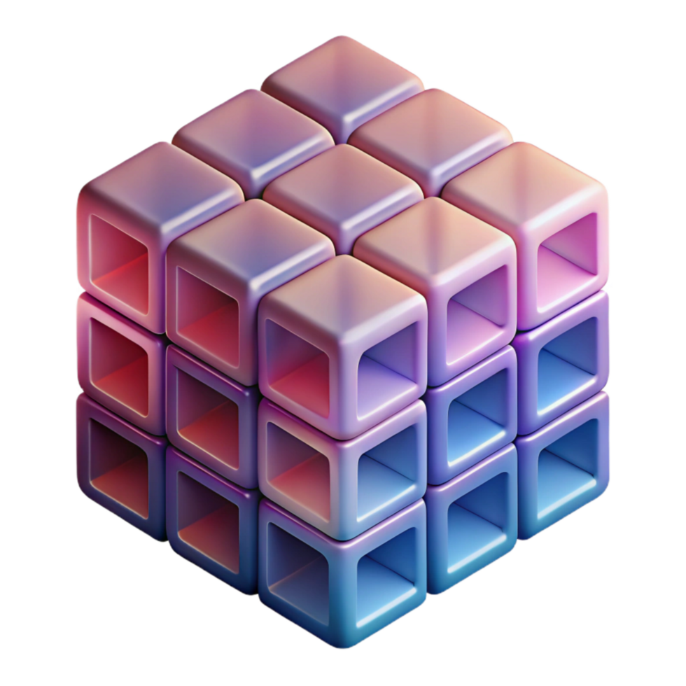 elegant minimalist Gradient Cubes Depth Illusion Cutout professional png