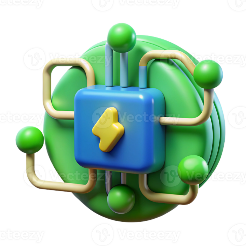 beautiful vintage Green Energy Flow in Blue Circuitry Isolated professional png