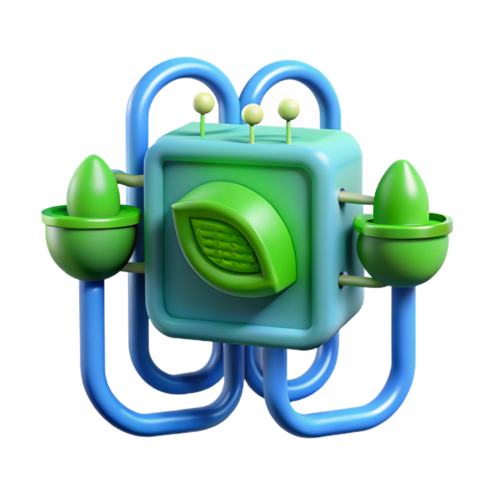 beautiful rustic Green Energy Flow in Blue Circuitry Isolated high quality png
