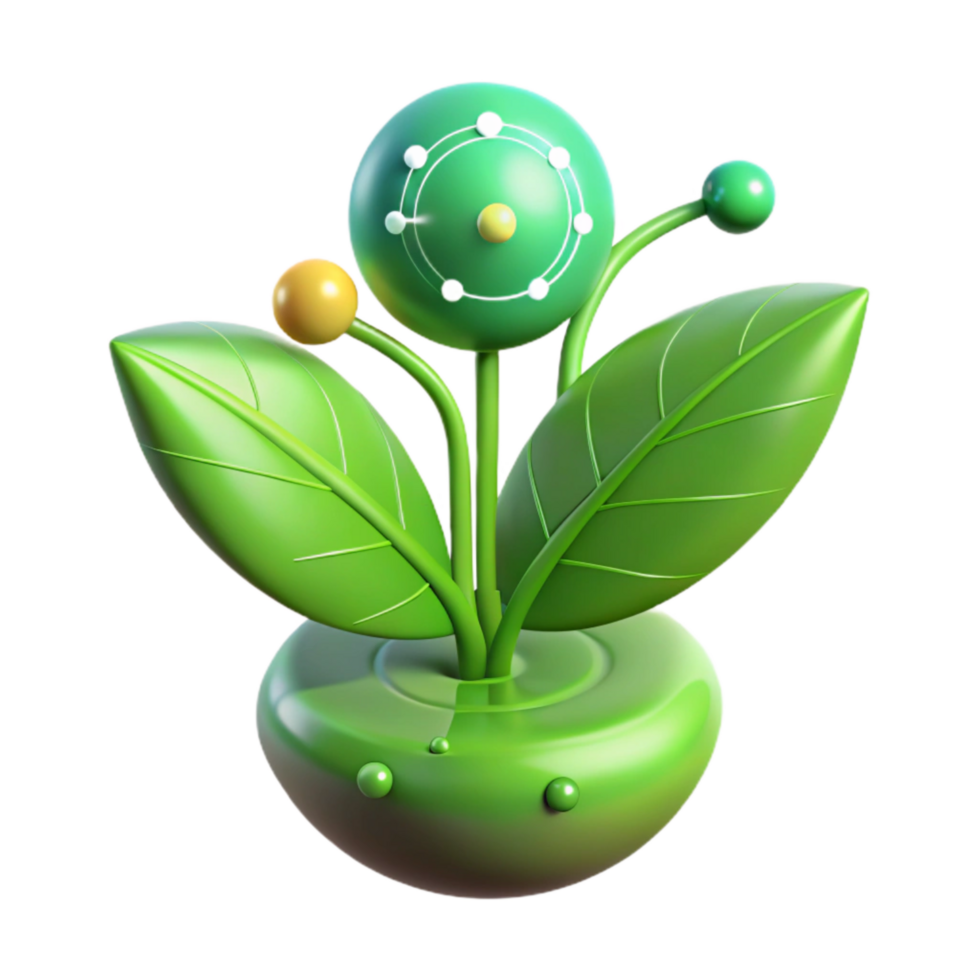 serene modern Green Plant Sprout with Digital Data Points Transparent authentic png