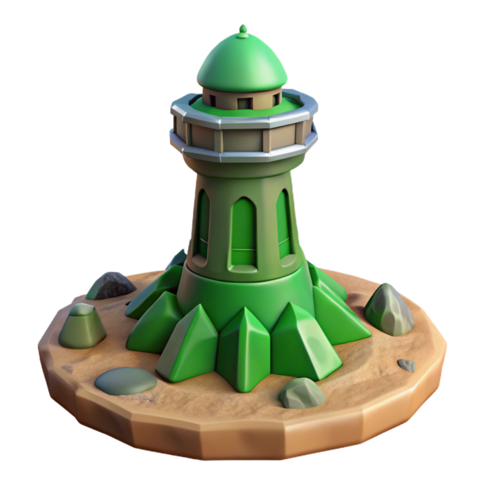 stunning classic Green Terraform Tower in Barren Landscape Transparent Background high resolution png