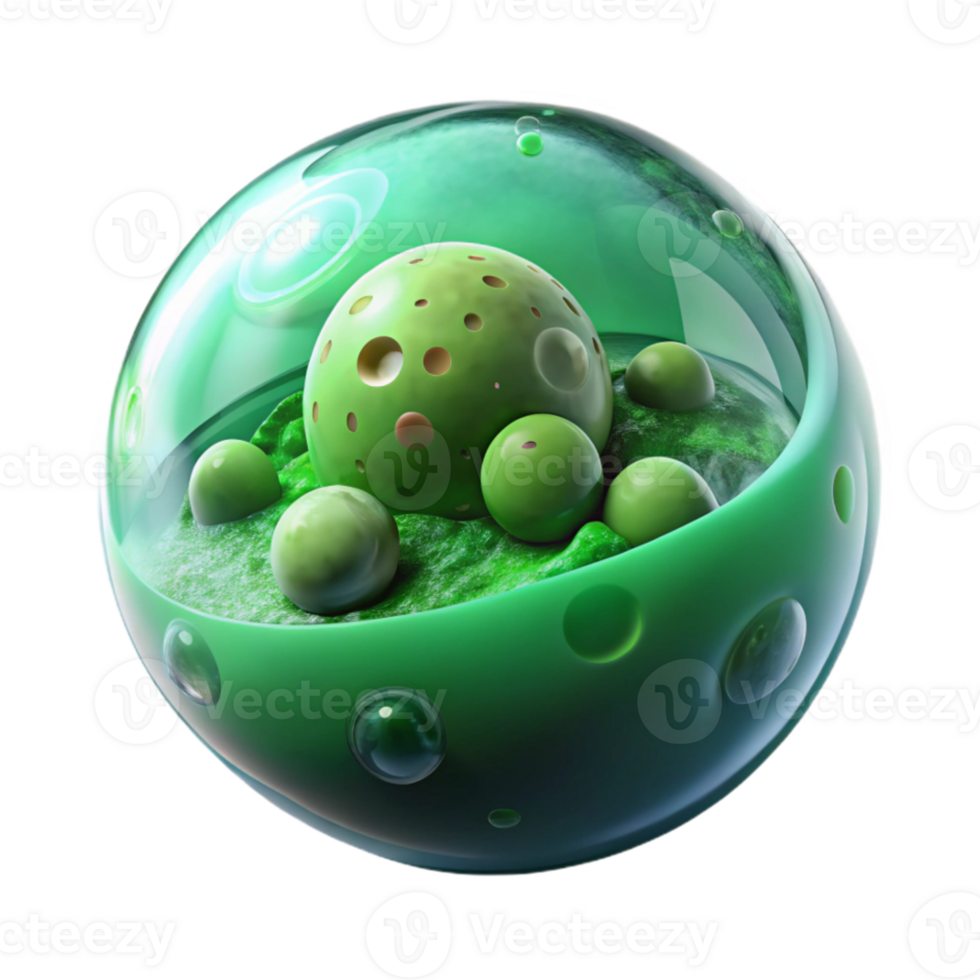 beautiful creative Green Micro Universe in a Bubble Transparent Background original png