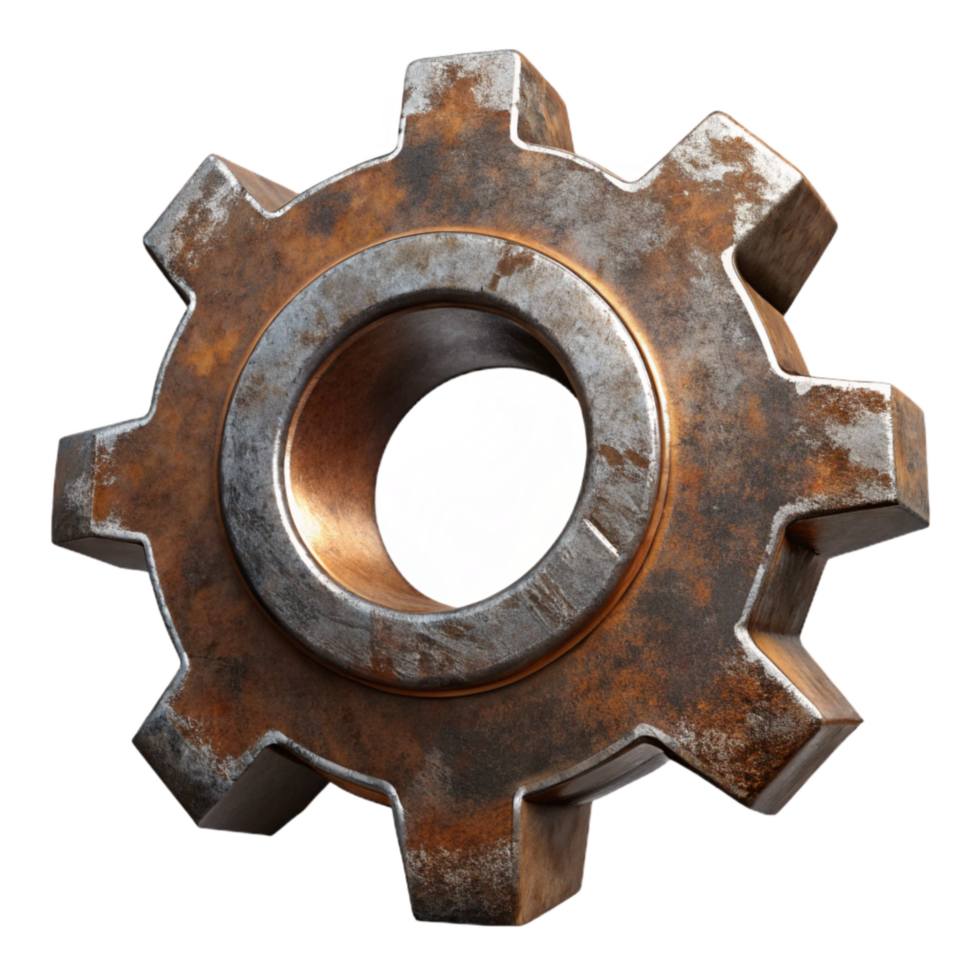 magnificent artistic Grunge Metal Gear Texture Cutout with Rust and Wear genuine png