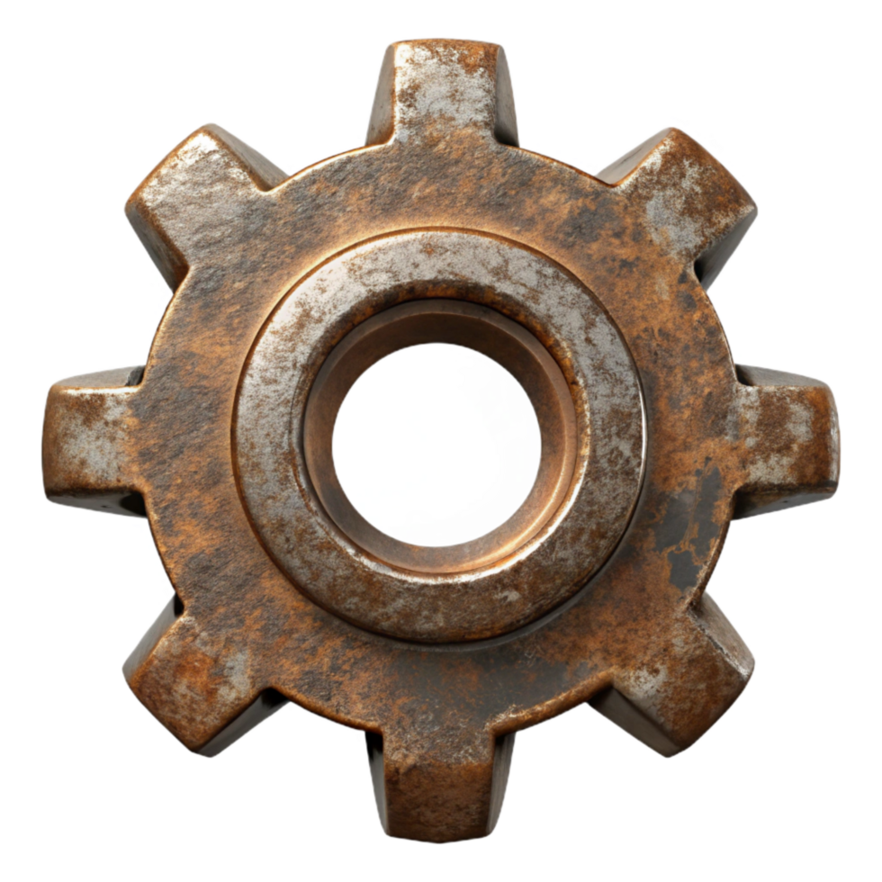 serene modern Grunge Metal Gear Texture Cutout with Rust and Wear authentic png