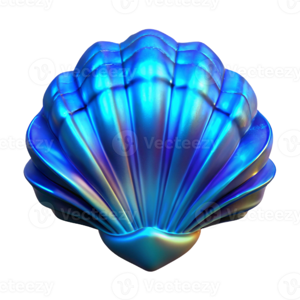 extraordinary contemporary Hologram of Fossil Shell with Blue Lighting Cutout authentic png