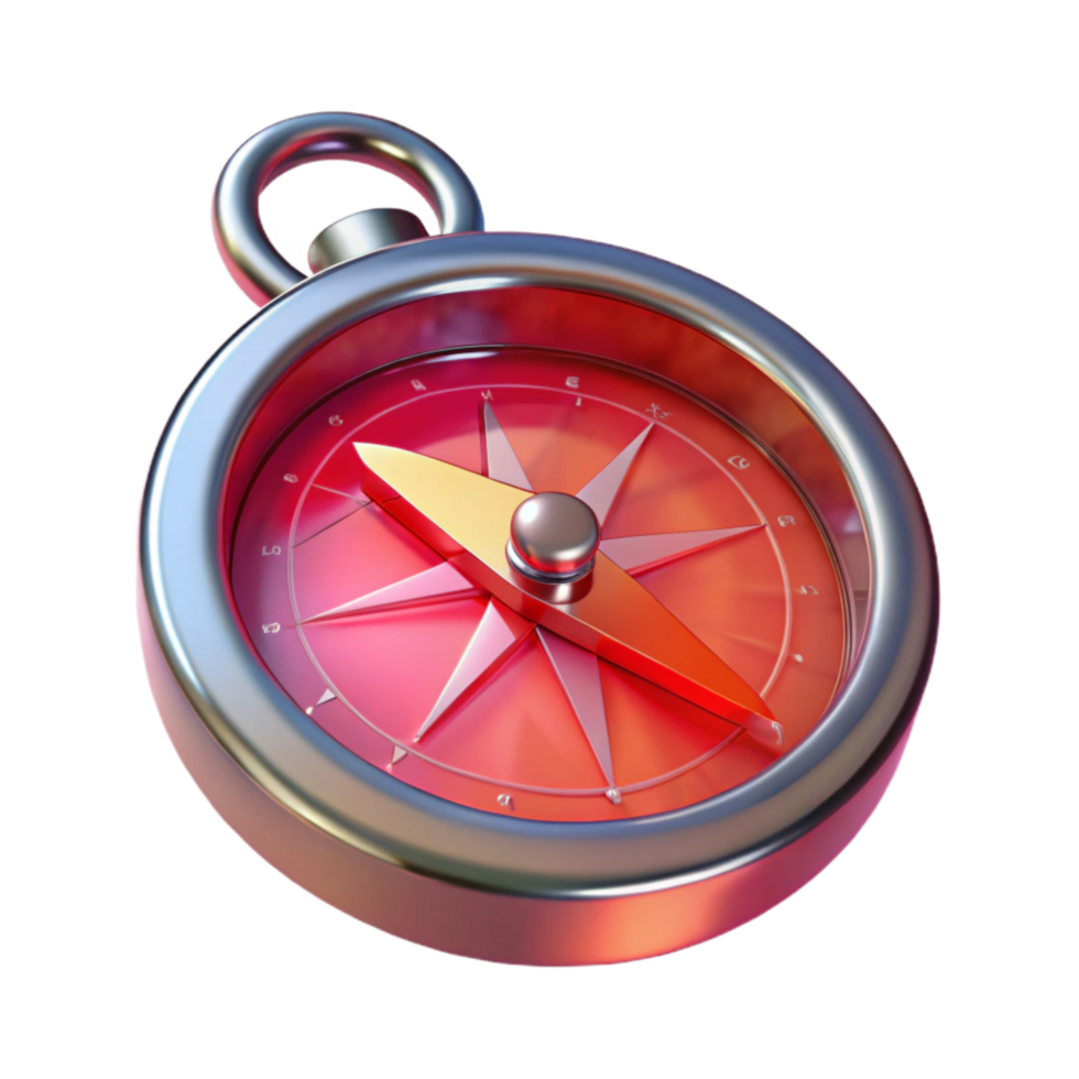 impressive vintage Hologram of Old Compass with Red Tint Transparent authentic png