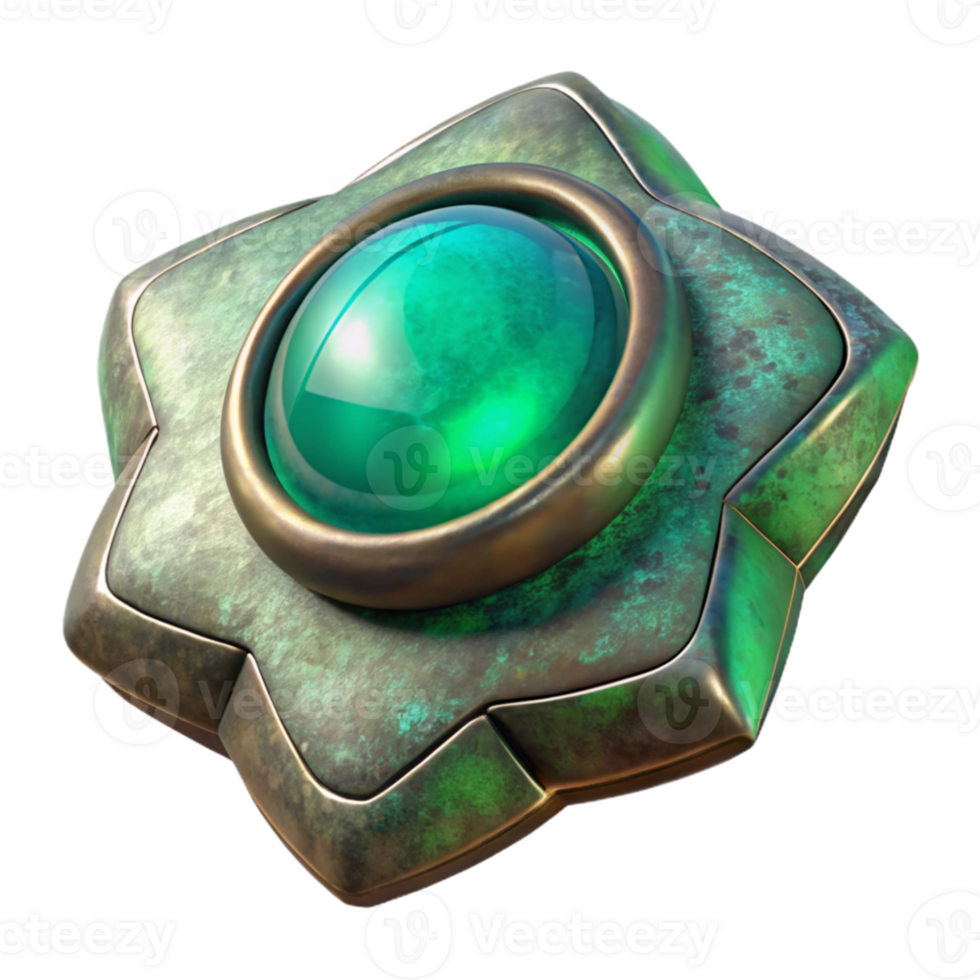 magnificent creative Hologram of Tarnished Brooch with Green Patina Transparent high resolution png