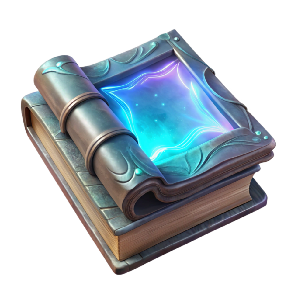 serene vintage Hologram of Weathered Book with Glowing Pages Transparent Background png