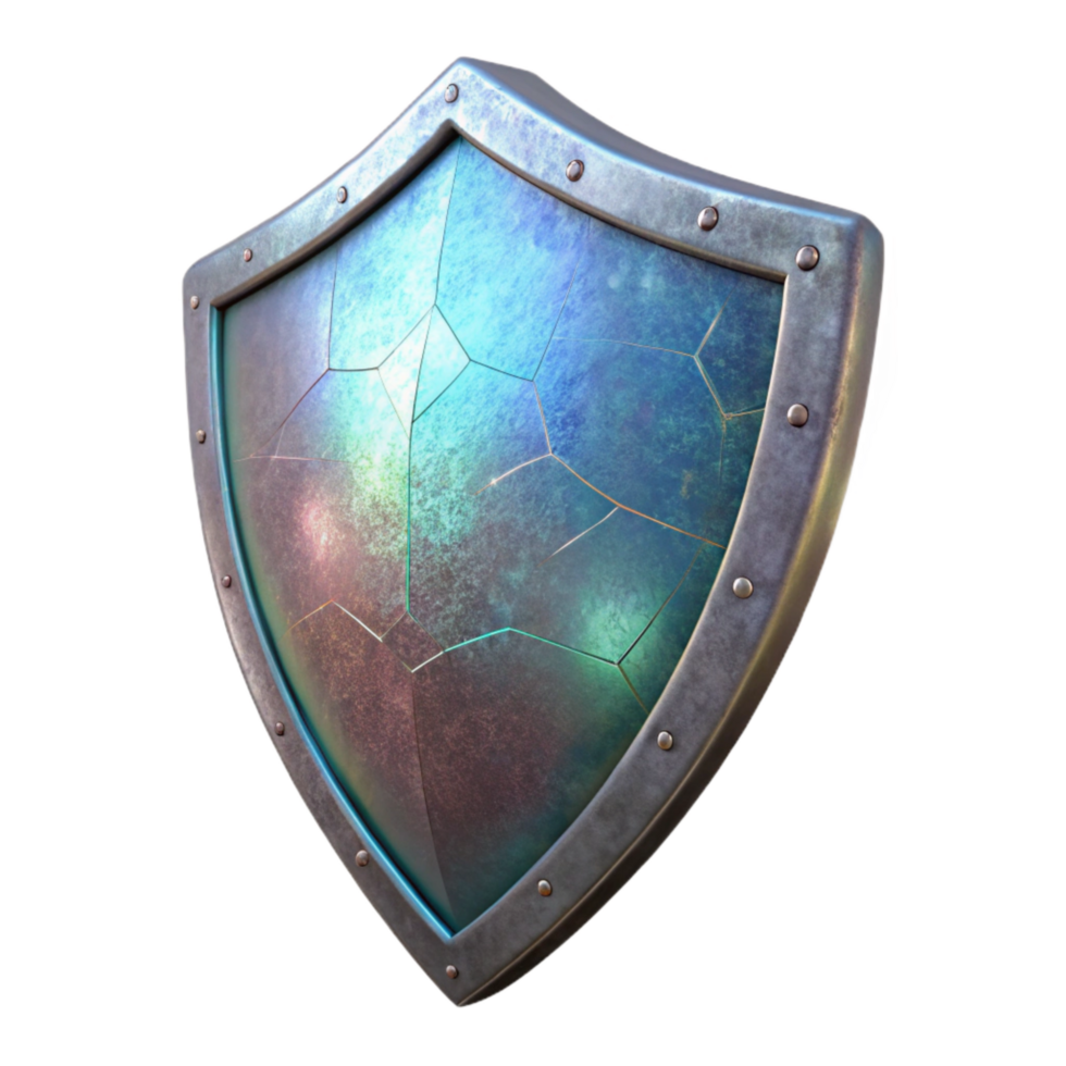 stunning classic Hologram of Weathered Shield Isolated Transparent Background exclusive png
