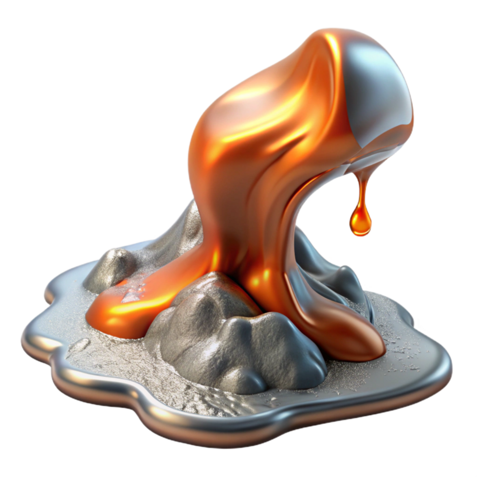 elegant contemporary Hot Metal Stream Flowing Over Ice Transparent Background genuine png