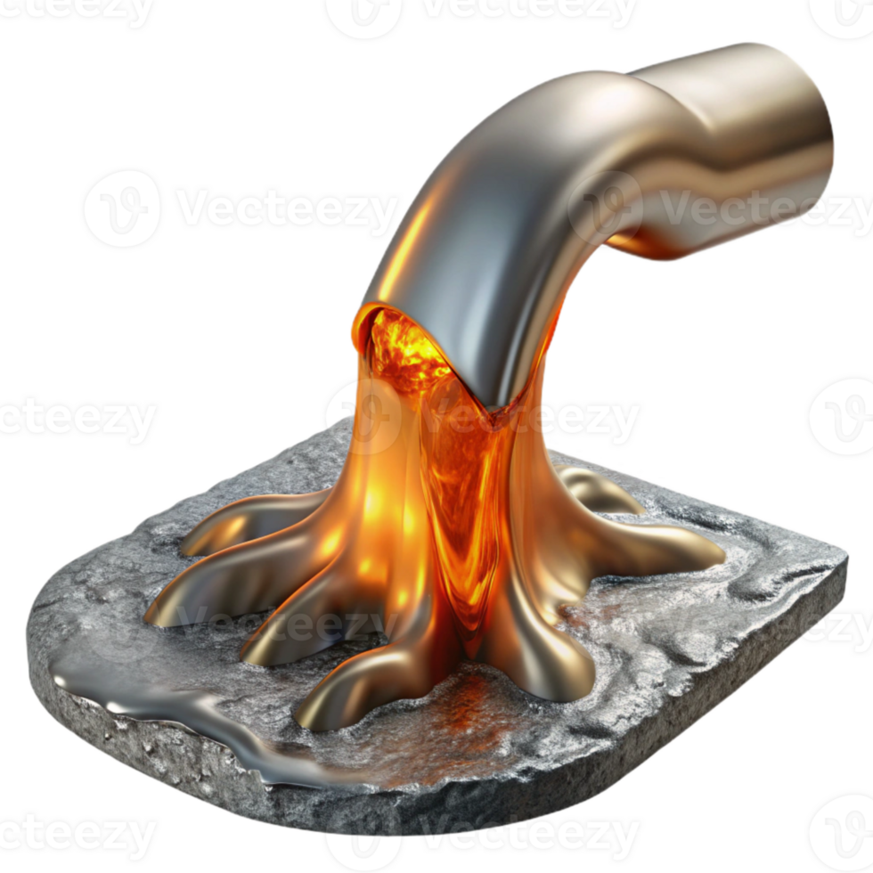 serene artistic Hot Metal Stream Flowing Over Ice Transparent Background detailed png