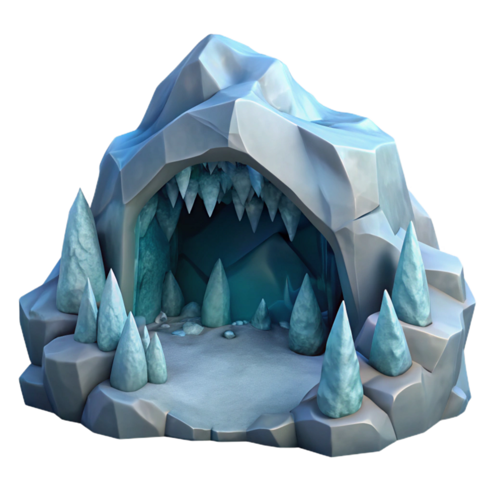 dramatic classic Ice Cave Opening in Frozen Landscape Transparent authentic png