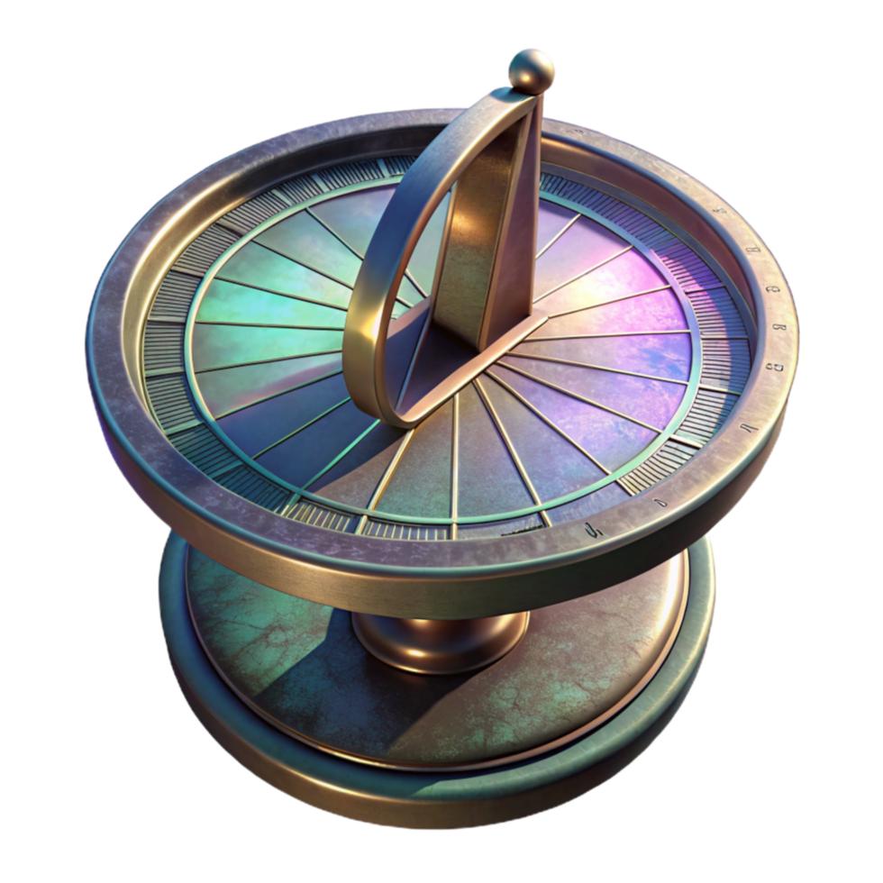 extraordinary rustic Holographic Sundial with Shadow Detail Isolated genuine png