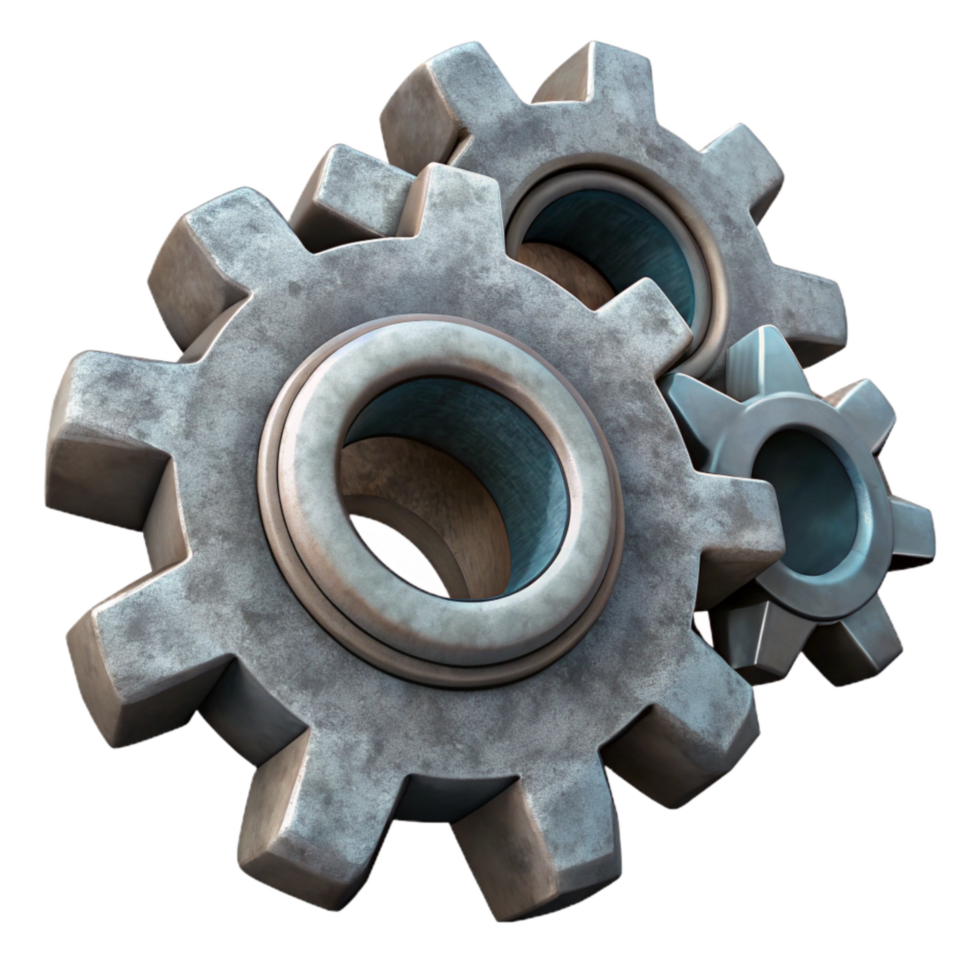 extraordinary modern Interlocked Gears Industrial Theme Isolated high quality png