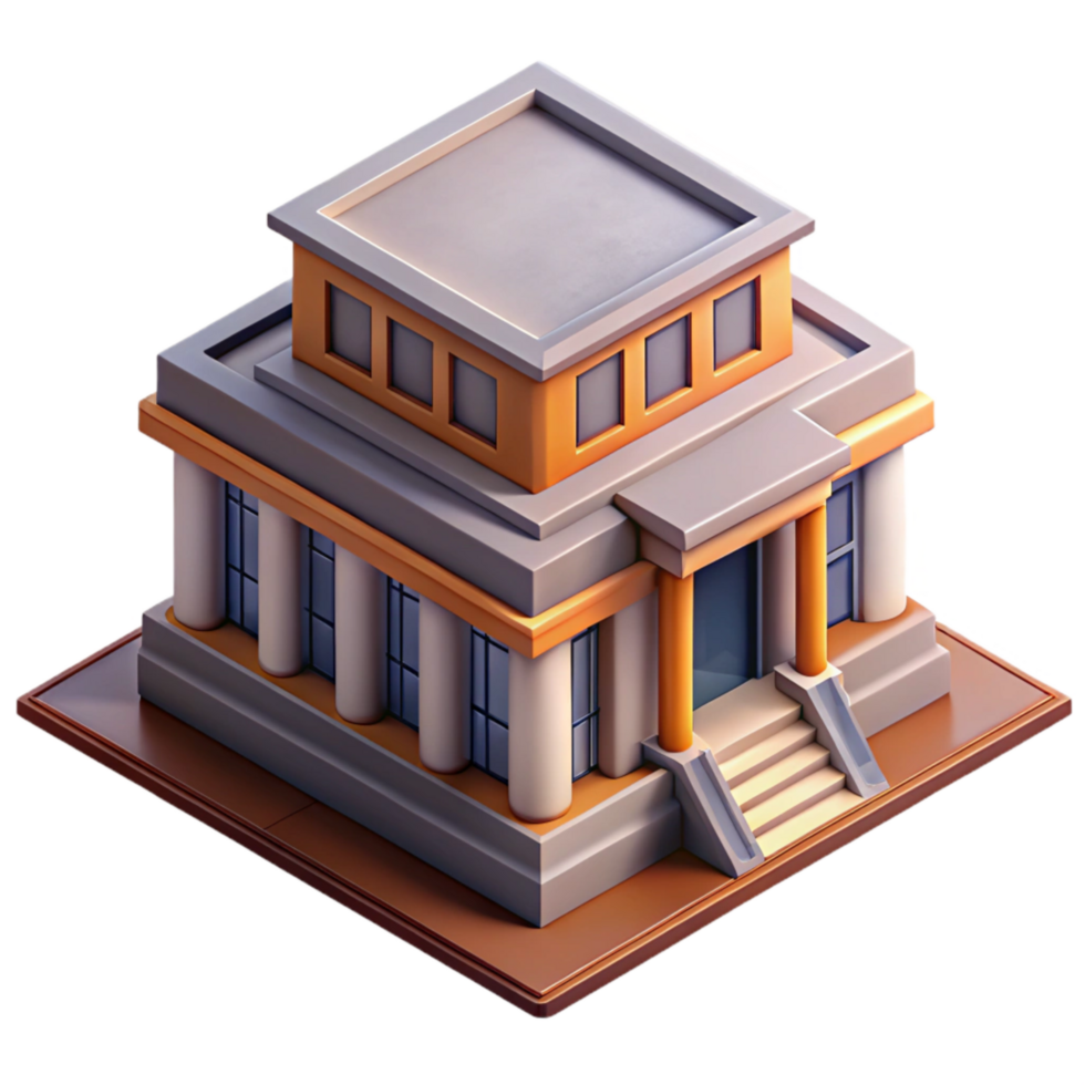 extraordinary modern Isometric Building with Depth Illusion Isolated original png