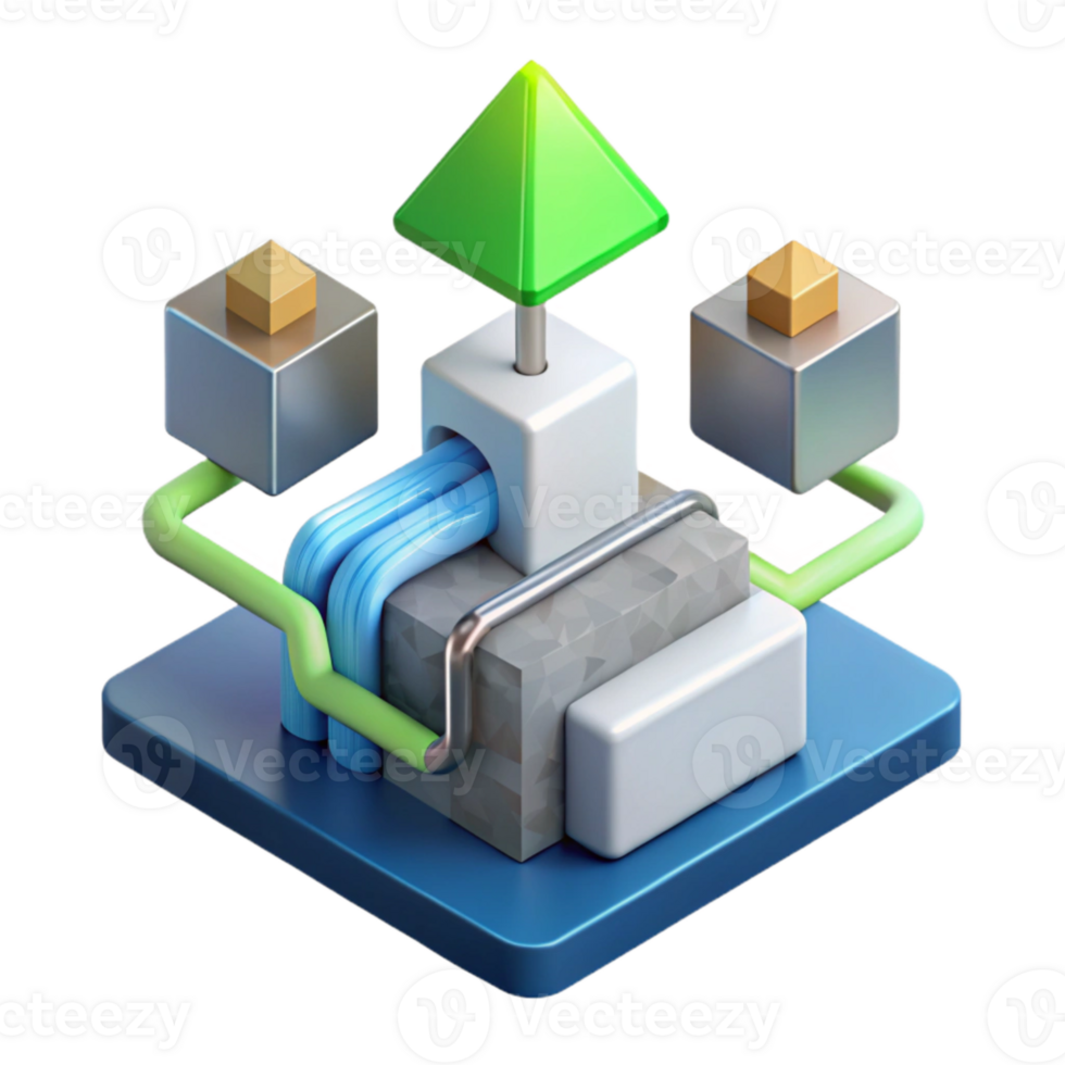 elegant modern Isometric Energy Flow Diagram with Transparent Background premium png