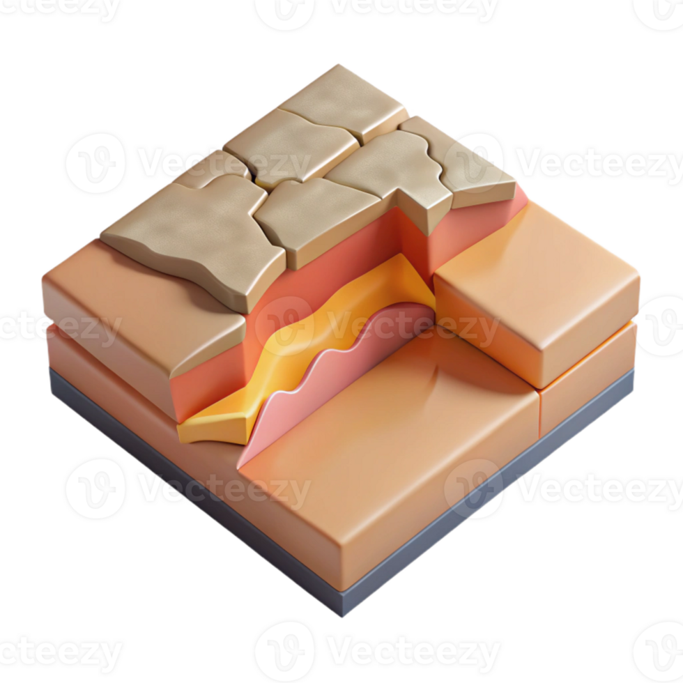 dramatic abstract Isometric View of an Earthquake Fault Line Transparent Background high resolution png