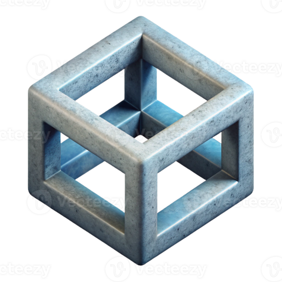 magnificent creative Isometric Cube Illusion Cutout on Transparent Background high quality png