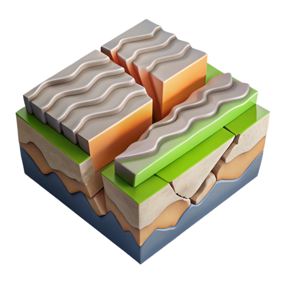 extraordinary modern Isometric View of an Earthquake Fault Line Transparent Background png