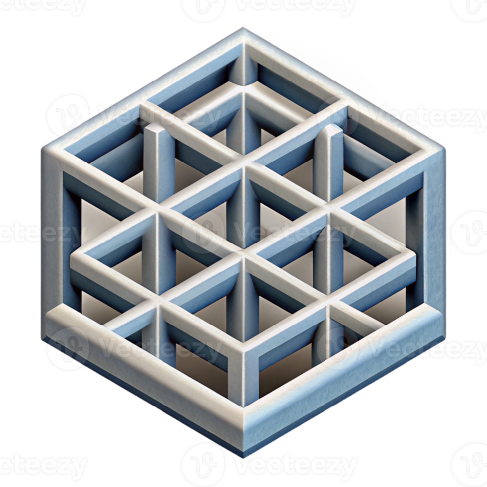 beautiful vintage Isometric Grid Pattern with Depth Illusion Isolated high quality png