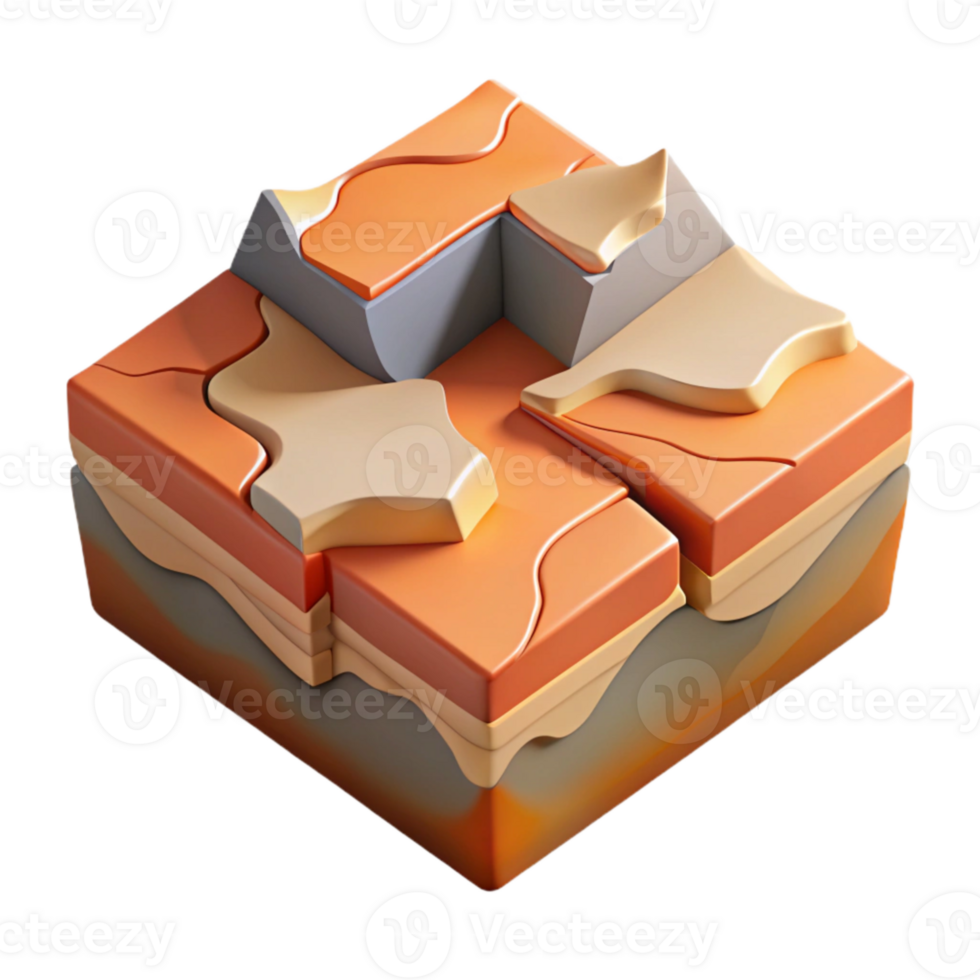 elegant creative Isometric View of Shifting Tectonic Plates Cutout high resolution png