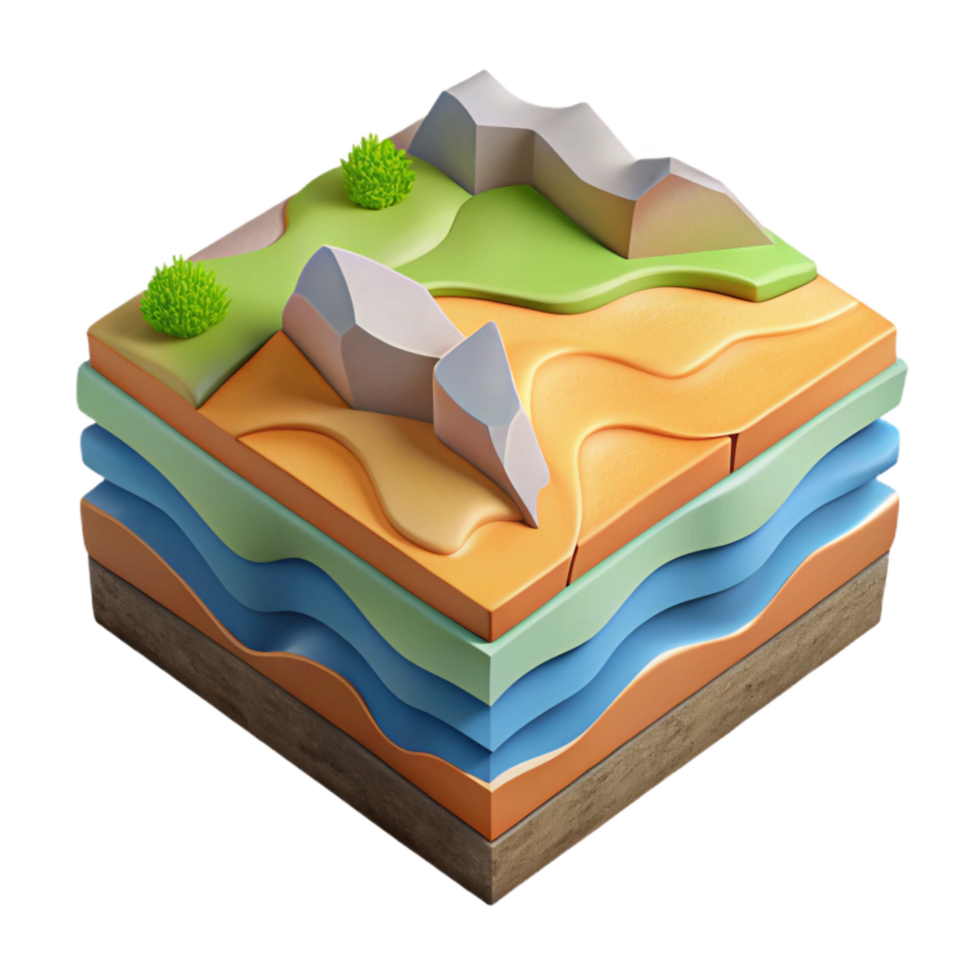 dramatic vintage Isometric View of Shifting Tectonic Plates Cutout high quality png