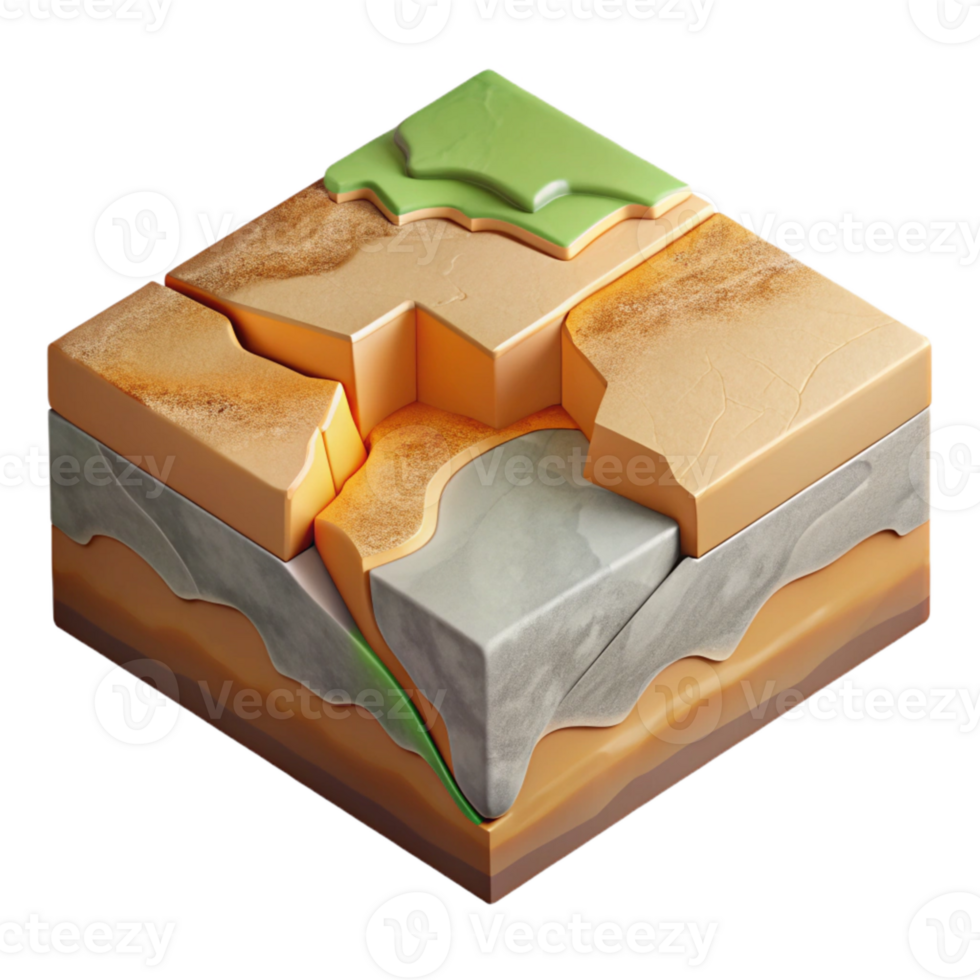 magnificent contemporary Isometric View of Shifting Tectonic Plates Cutout exclusive png