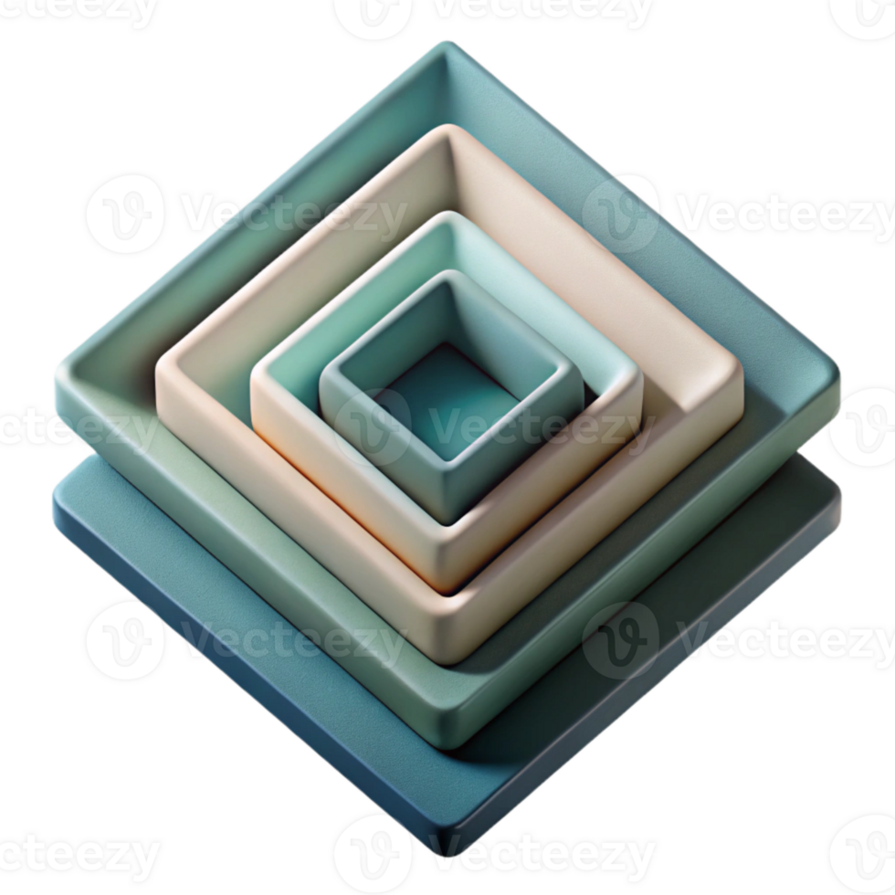 impressive modern Layered Squares with Depth Illusion Cutout detailed png
