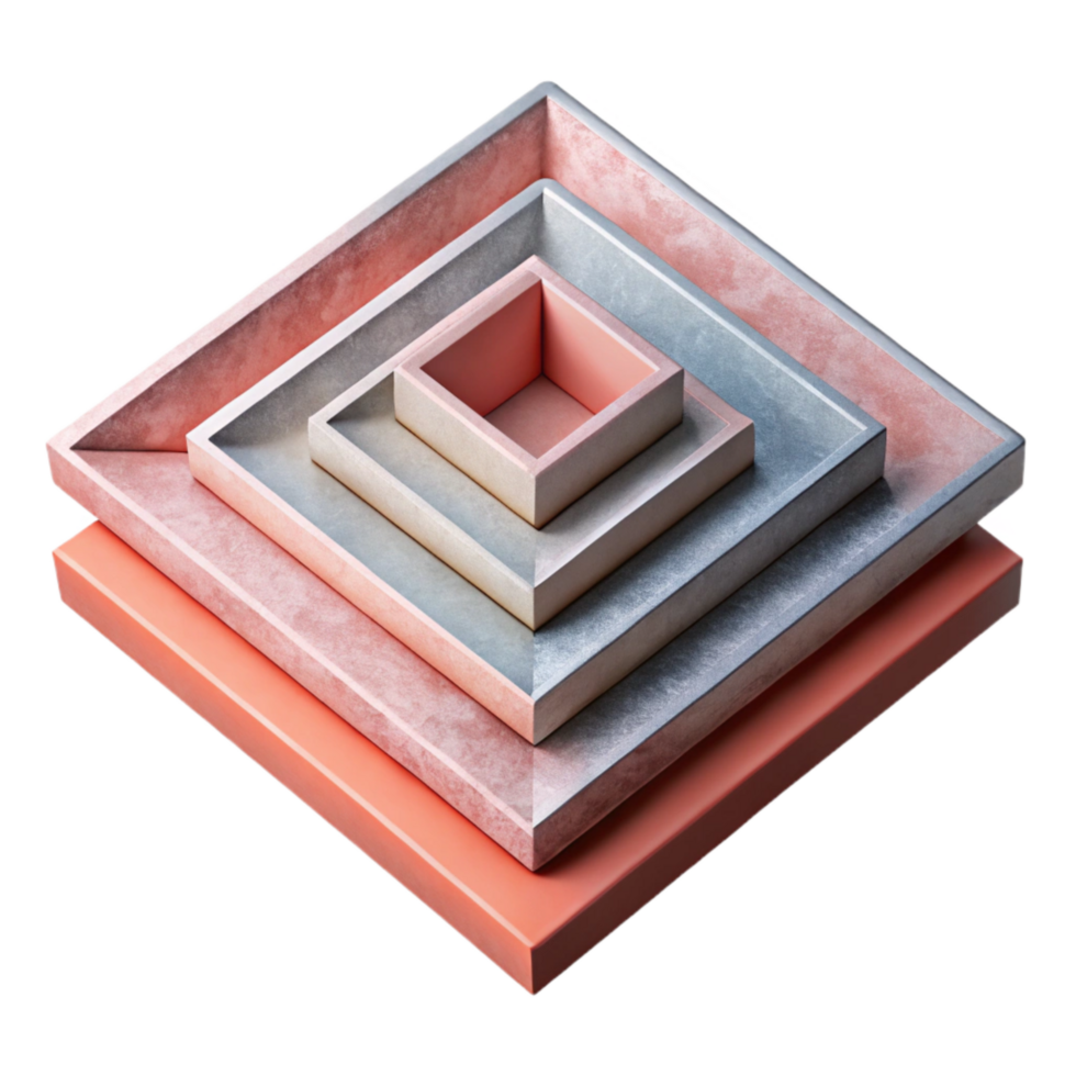 extraordinary rustic Layered Rectangles with Depth Illusion Cutout authentic png