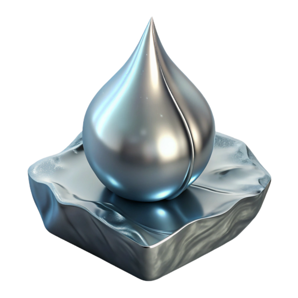 beautiful modern Liquid Metal Droplet on Ice Shard Transparent original png
