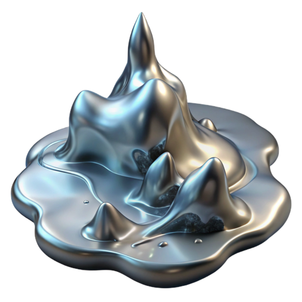 beautiful vintage Liquid Metal Flow on Frozen Lake Transparent high quality png