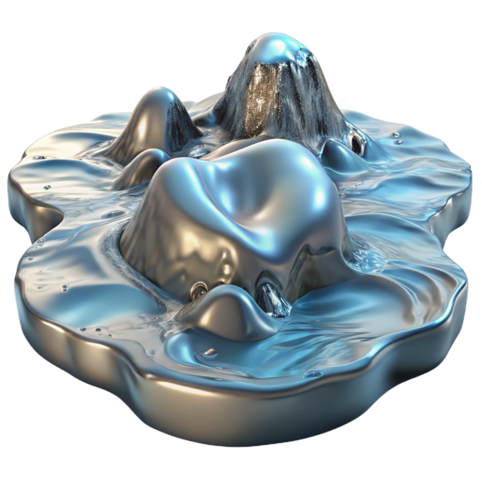 impressive classic Liquid Metal Flow on Frozen Lake Transparent genuine png