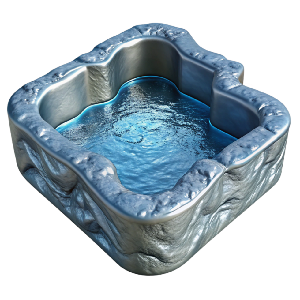 elegant artistic Liquid Metal Pool on Ice Surface Isolated premium png