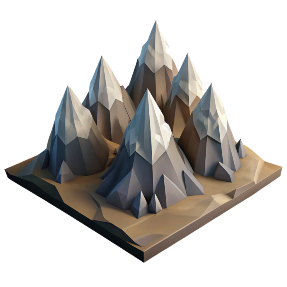 elegant modern Low Poly Aeropex Ascenders Mountain Landscape Isolated Cutout original png