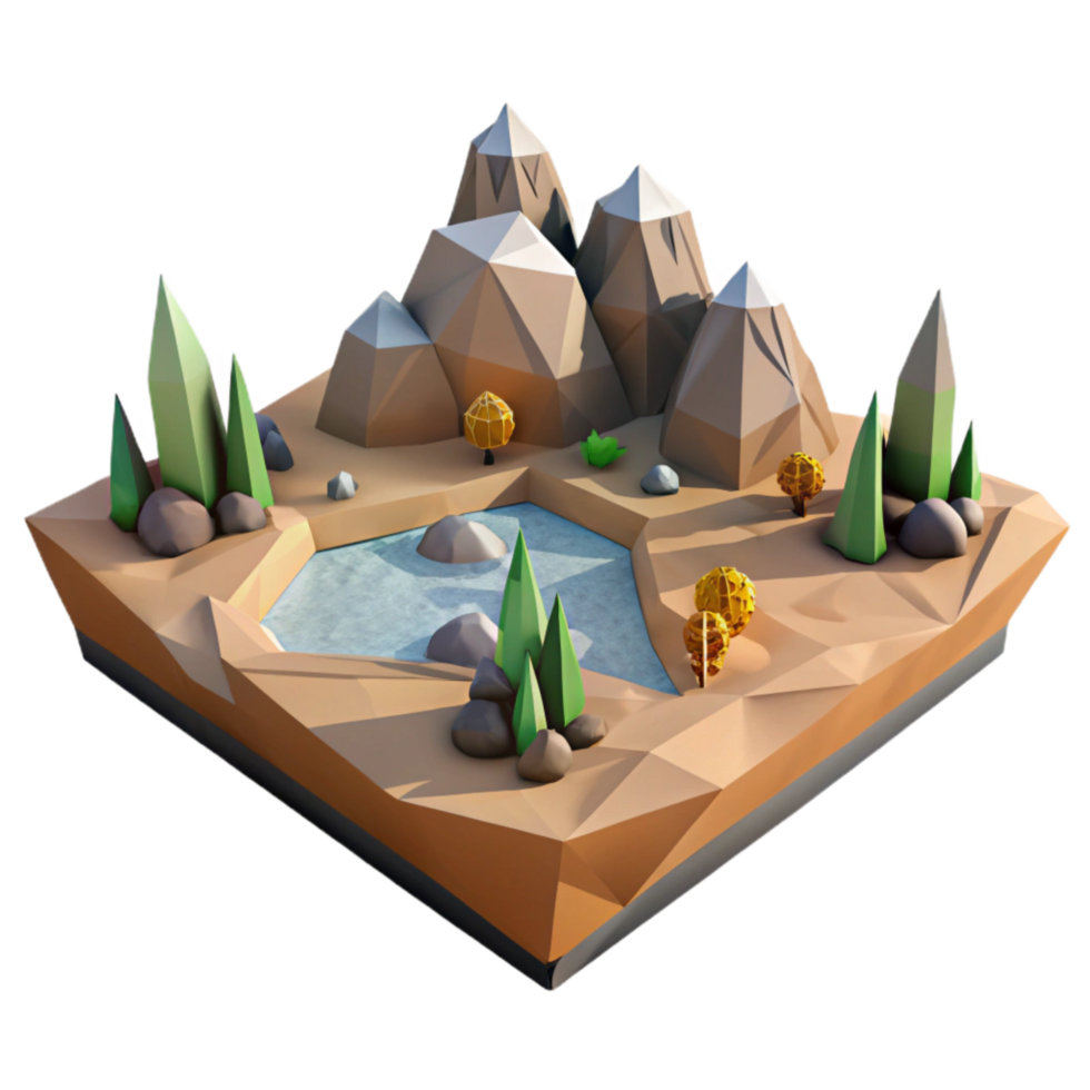 impressive abstract Low Poly Zephyr Zone Landscape Transparent Background genuine png